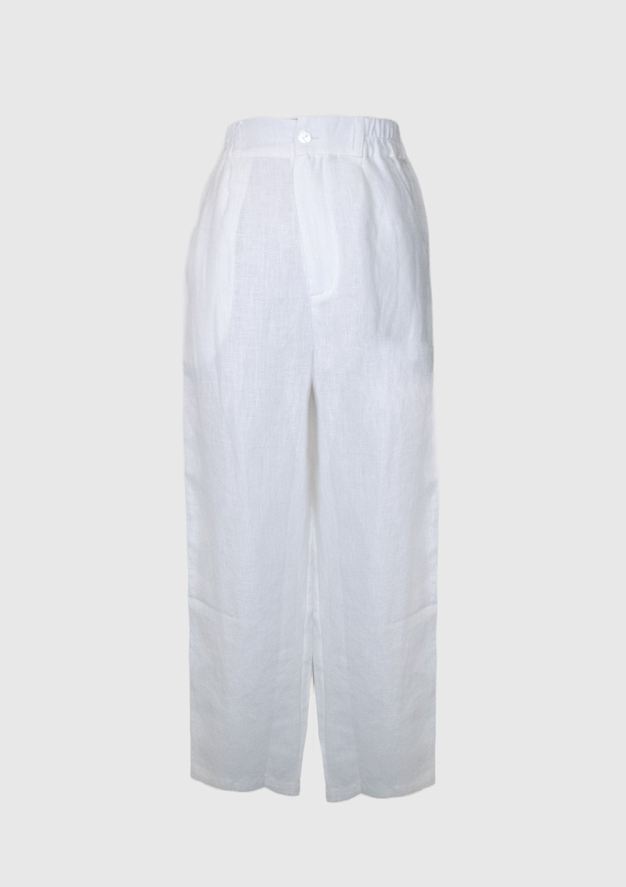 White linen sale tapered trousers