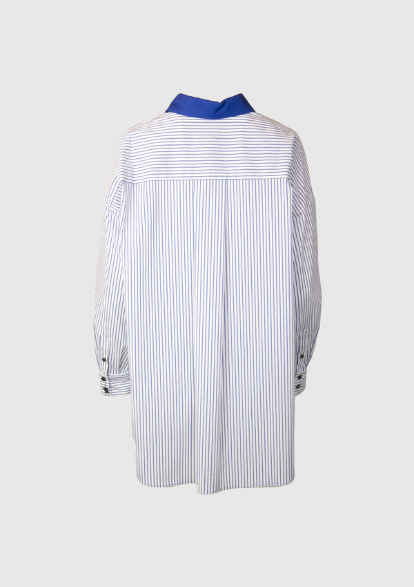Scarf Stripe Oversized Shirt in Blue