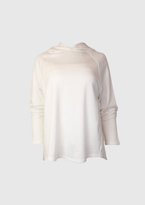 Cotton Basic Plain Hoodie Pullover in White