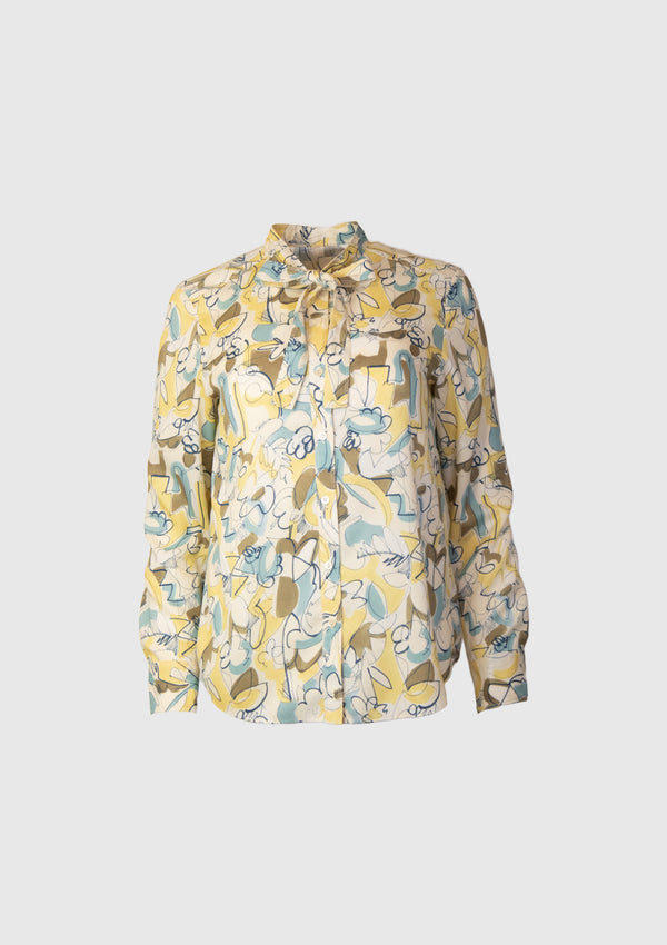 Floral Bowtie Shirt in Yellow Multi