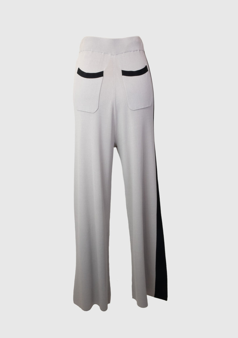 Colour Block Asymmetrical Sideline Pants in Grey