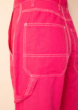 Linen x Cotton Hammer Loop Painter Pants in Fuchsia Pink