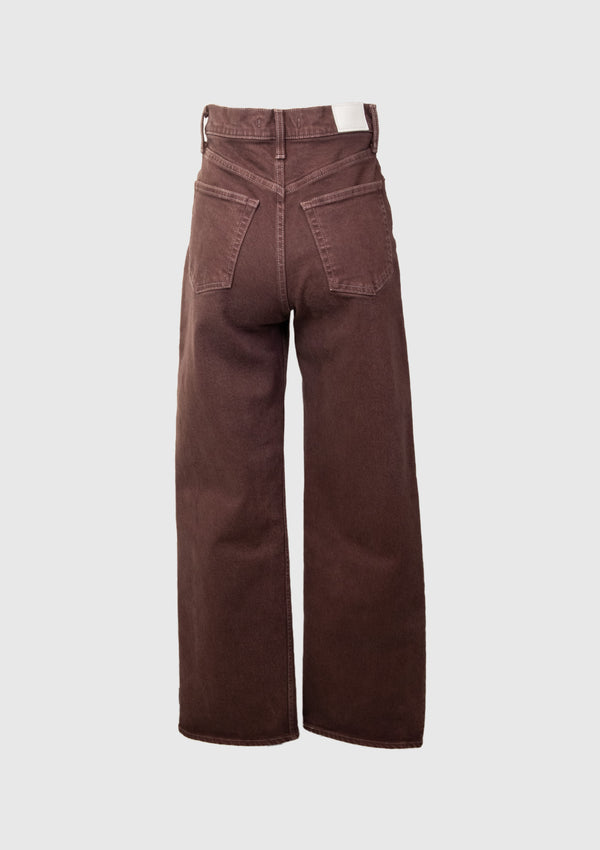 High Waist Straight Cut Denim Jeans in Brown
