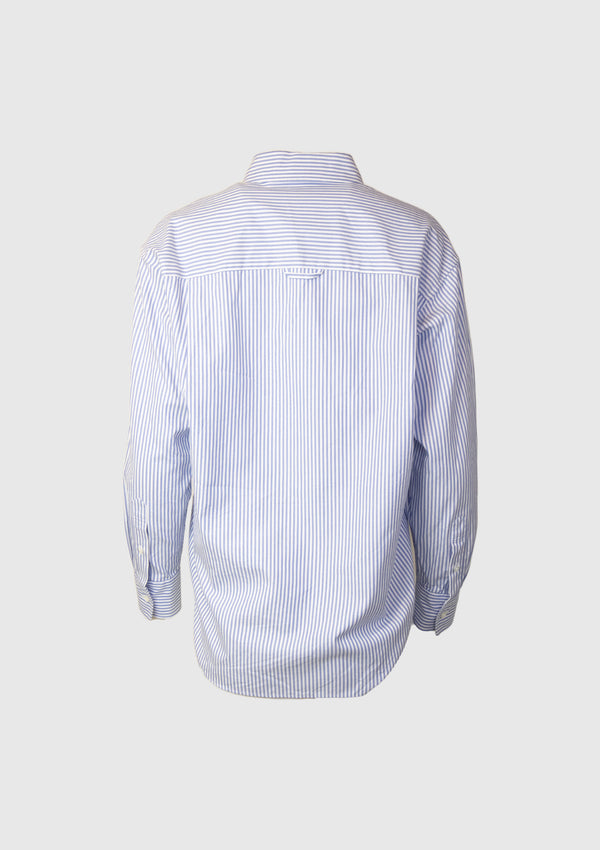 1-Pocket Button-Down Collar Shirt in Blue Stripe