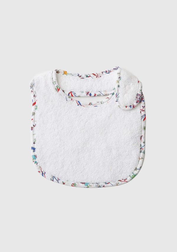 Patterned Piping Bib in White