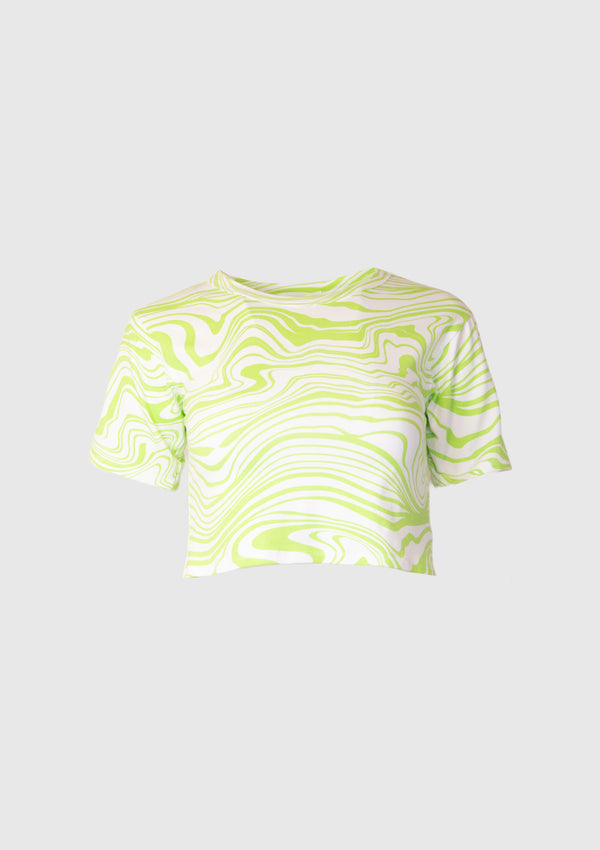 Graphic Cropped Tee in Light Green
