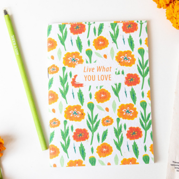 Plantable Notebook & Pencil Set in Marigold