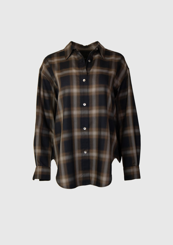 Check Oversized Shirt in Black Check
