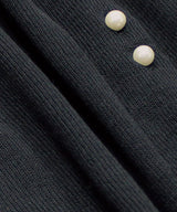 Pearl Button Sheer Cardigan in Black