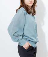 Pearl Button Sheer Cardigan in Blue