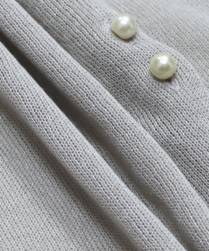 Pearl Button Sheer Cardigan in Light Grey