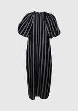 Half Sleeve Striped Dress in Black