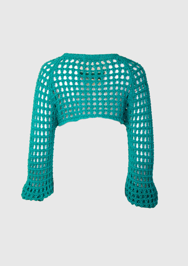 Open Crochet Bolero in Green