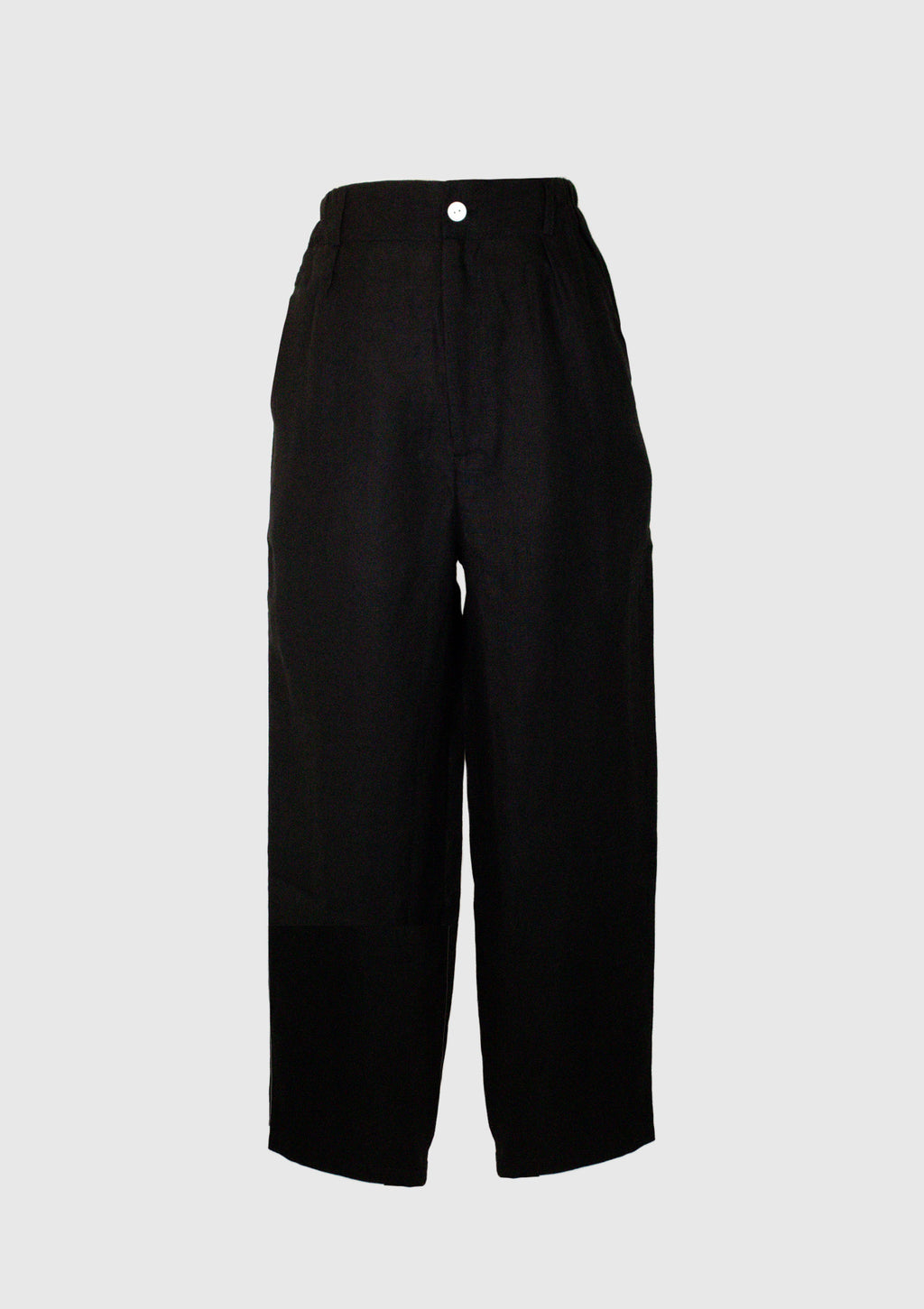 White linen store tapered trousers