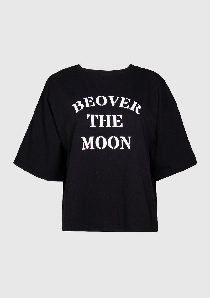 Slogan Tee (BE OVER THE MOON) in Black