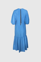 Waist Tuck Flare Dress in Blue