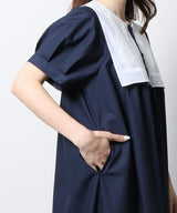 Lace Sailor Collar Maxi Dress in Navy