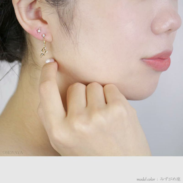 TAURUS Constellation Asymmetric Earrings in Gold