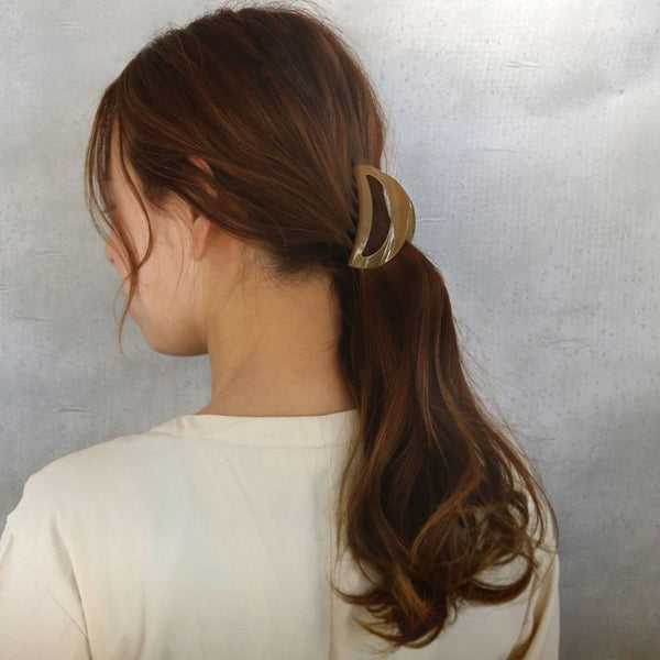 Crescent Cut-Out Hair Claw in Brown