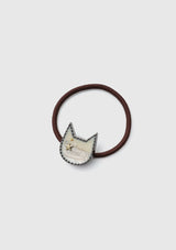Marbled Cat Face Motif Hair Tie in White