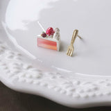 Fork x Strawberry Cake Stud Earrings in Multi