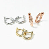 Textured Slim Hinged D-Hoop Earrings in Pink Gold
