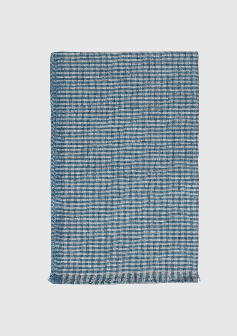 Linen x Wool Checkered Fringed Scarf - LUMINE SINGAPORE