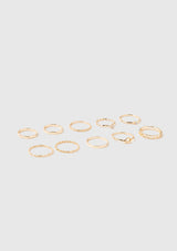 10-Piece Stacking Rings in Gold