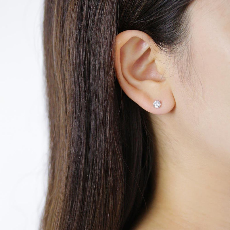 Simple Cubic Zirconia Stud Earrings in Silver
