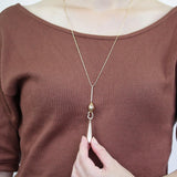 Tear-Drop Faux Pearl Pendant Necklace in Gold