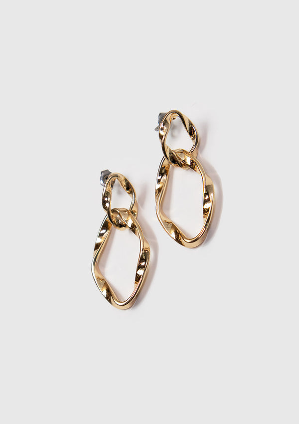 Double Twisted Loop Earrings in Gold
