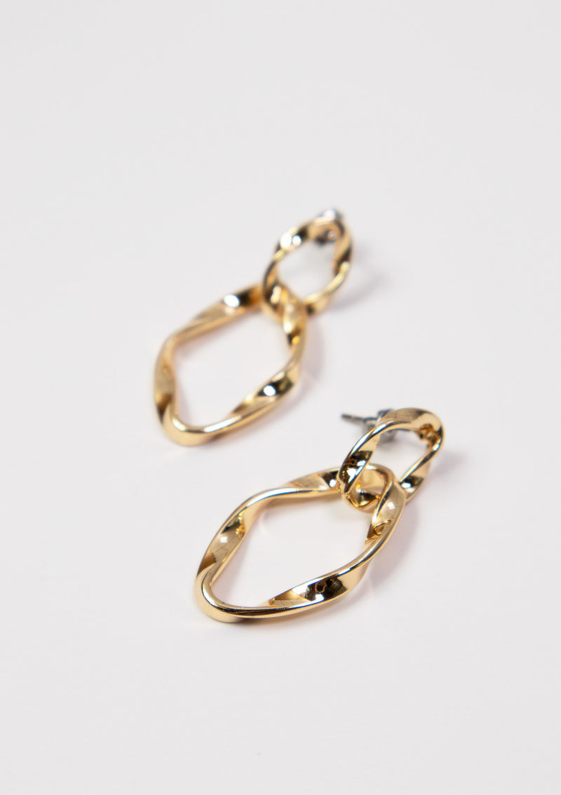 Double Twisted Loop Earrings in Gold