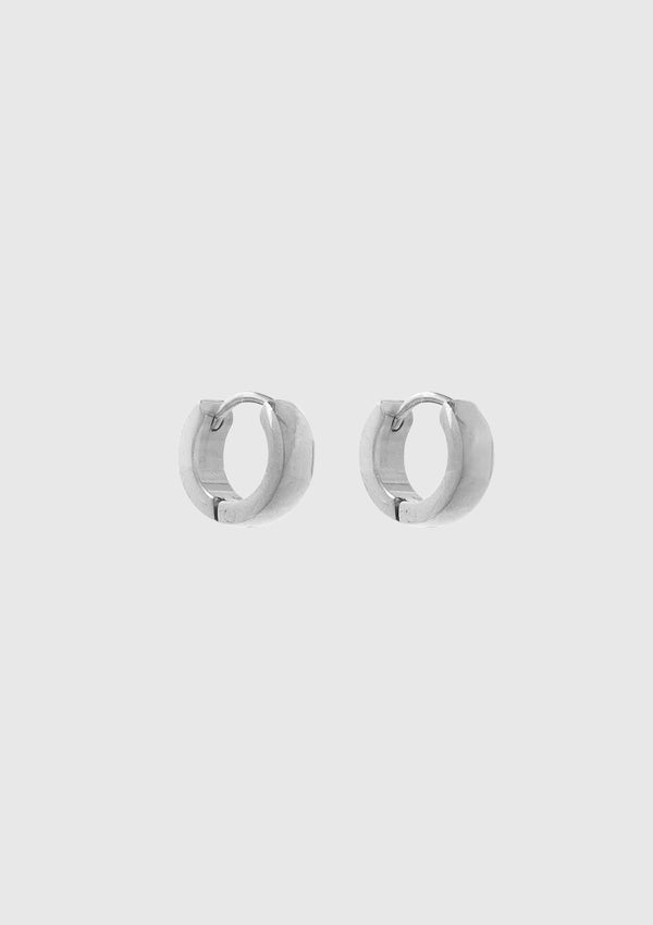 Wide Hinged-Hoop Earrings in Silver
