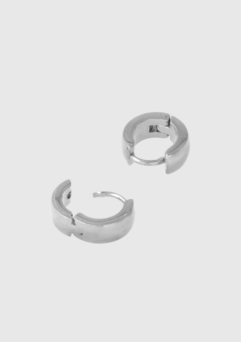 Wide Hinged-Hoop Earrings in Silver