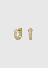 Mixed Texture Hinged D-Hoop Earrings in Gold