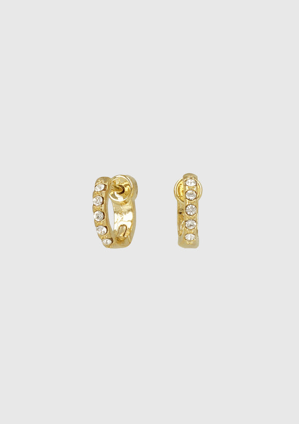 Hinged D-Hoop Earrings with Swarovski Crystals in Gold