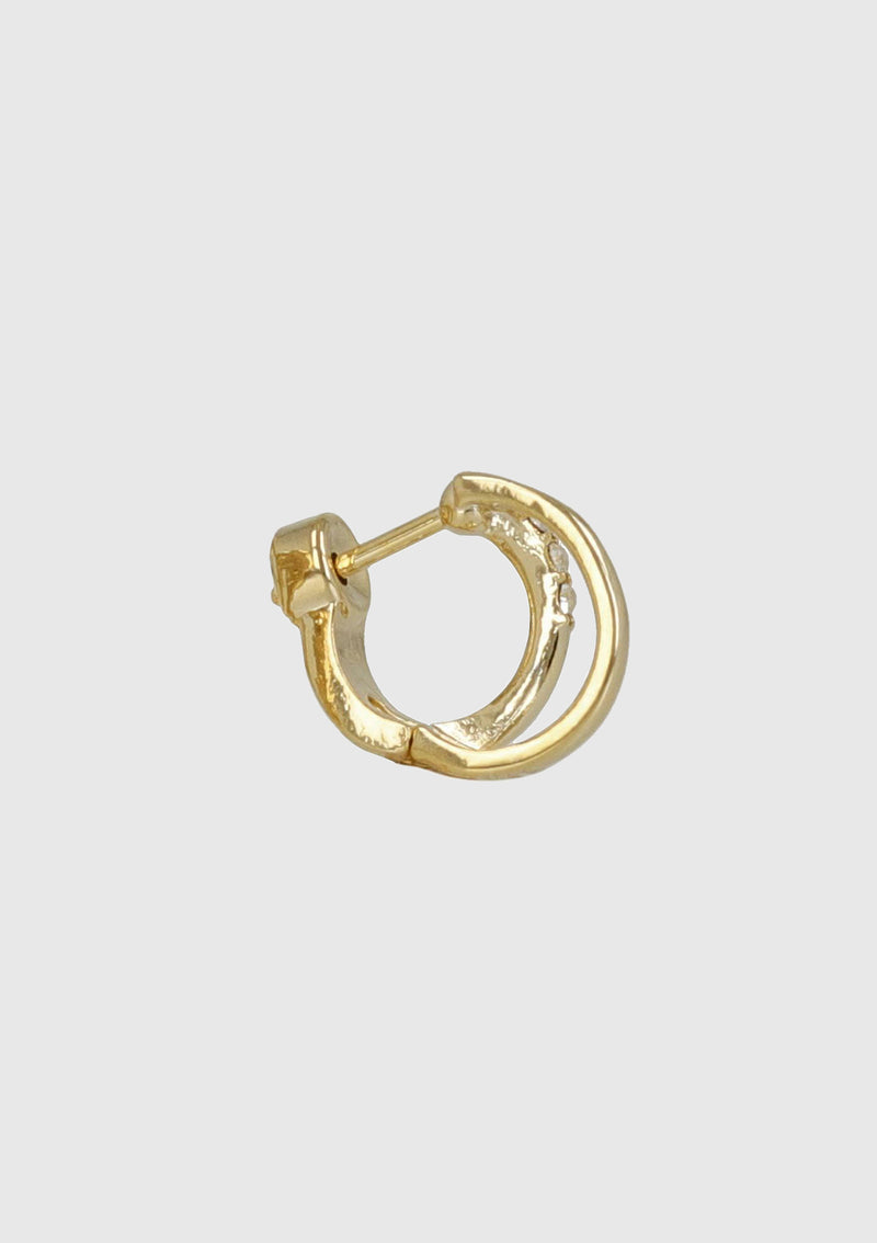 Dual Strand Hinged-Hoop Earrings with Swarovski Crystals in Gold