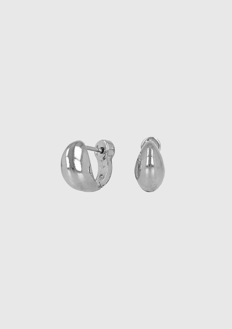 Curved Hinged-Hoop Earrings in Silver