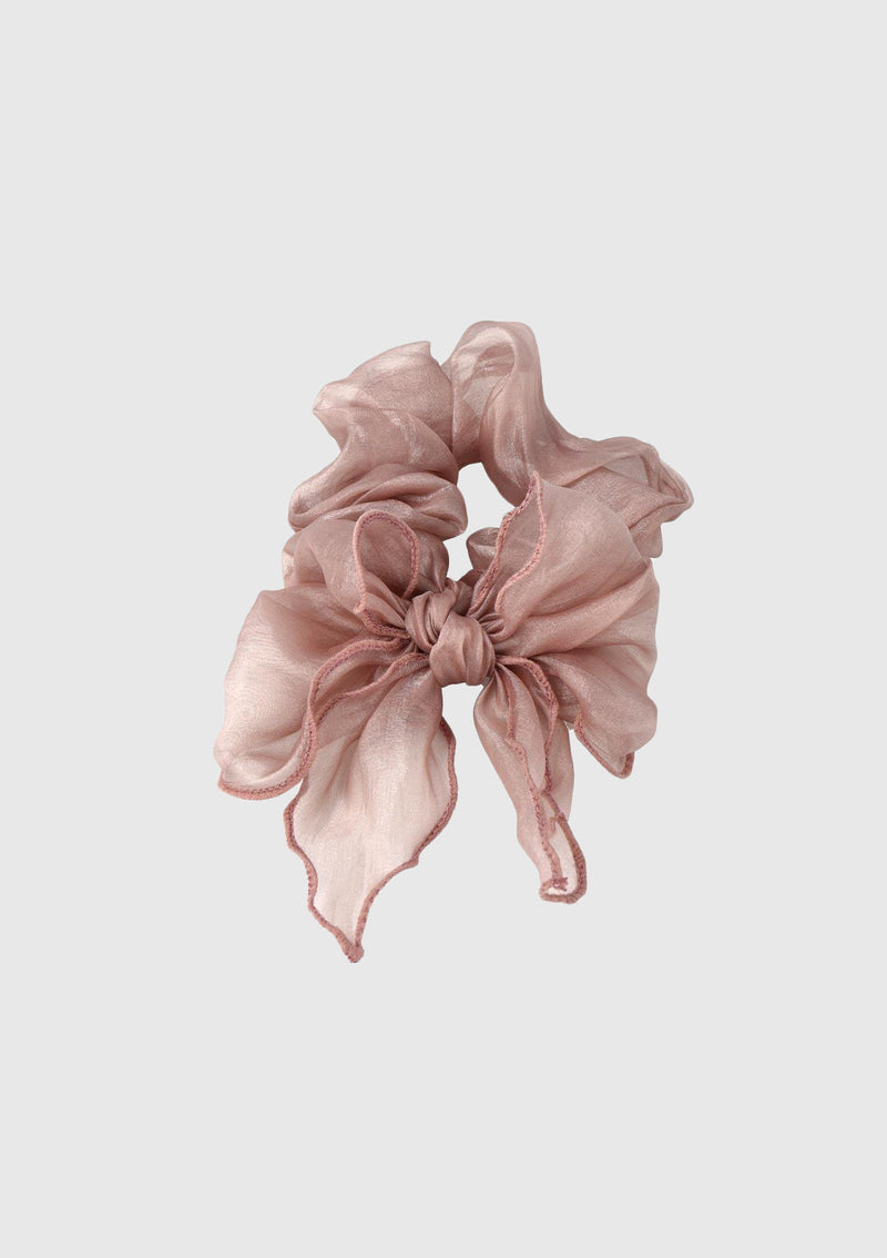 Sheer Scrunchie with Bow in Pink