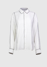 Long-Sleeved Shirt with Contrast Piping in White