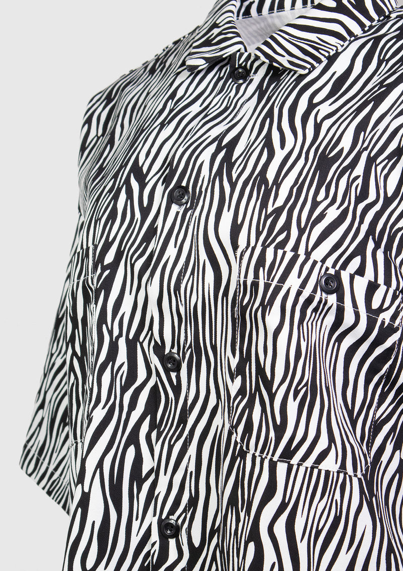 2-Pocket Boxy Workman Shirt in Zebra Print