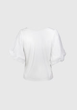 2-Way Blouse with Sheer Sleeves in Off White