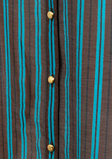 2-Way Sleeveless Sheer Shirt in Brown Stripe
