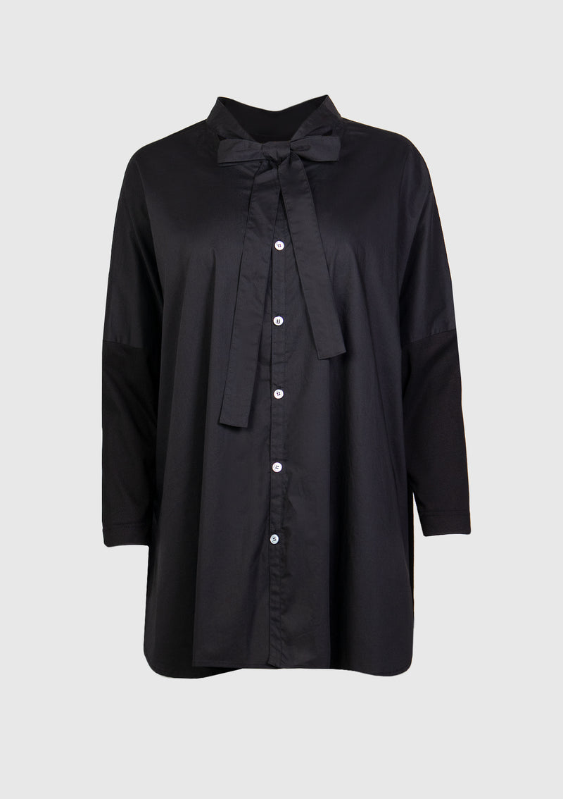 2-Way Tie-Collar Shirt in Black