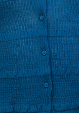 3D Knit V-Neck Short Sleeve Pullover in Blue