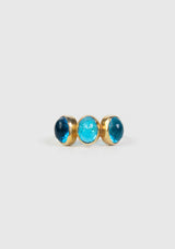 3 Stones Ring Hydro Blue Topaz Gold in Blue
