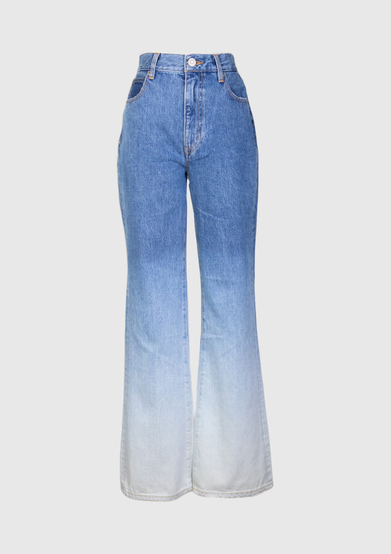 Cottom Gradient Semi-Flare Denim Jeans in Denim Washed – LUMINE