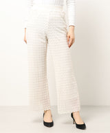 Jacquard Lace Straight-Leg Pants in Off White