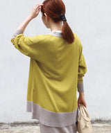 V-Neck Bi-Colour Cardigan in Yellow