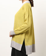 V-Neck Bi-Colour Cardigan in Yellow
